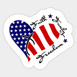 Faith Family Freedom Heart American Flag Sticker